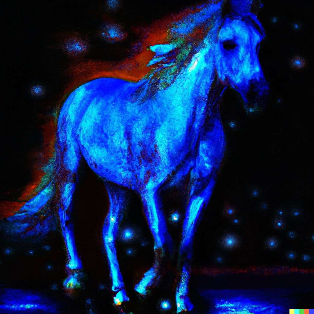a horse, digital art, glowing